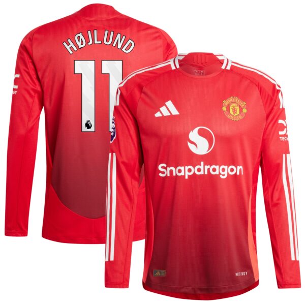 Rasmus Højlund Manchester United 2024/25 Home Authentic Long Sleeve Player Jersey - Red