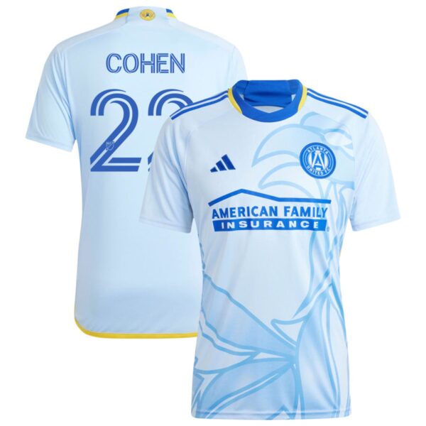 atlanta united fc 2024 the resurgens kit jersey light blue 22 cohen 201113213