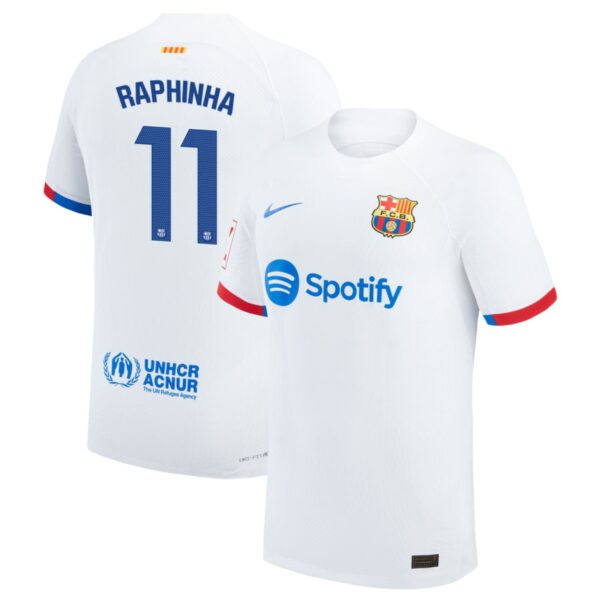 barcelona 2023 24 away authentic jersey white 11 raphinha