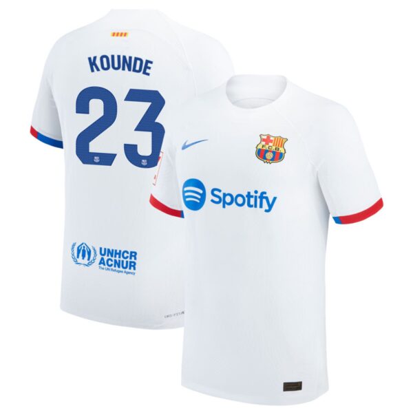 barcelona 2023 24 away authentic jersey white 23 kounde