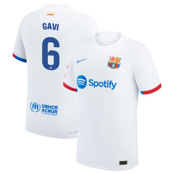 barcelona 2023 24 away authentic jersey white 6 gavi