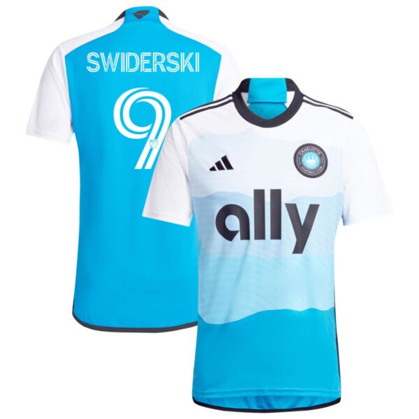 charlotte fc 2024 the carolina kit explore jersey blue 9 swiderski 201110890