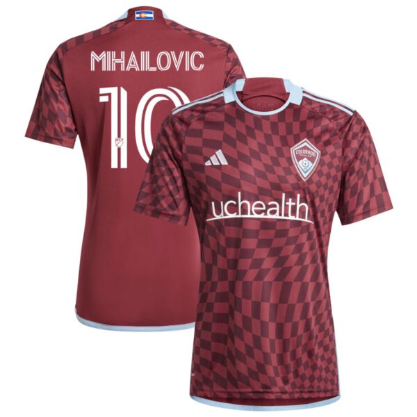 colorado rapids 2024 one flag kit jersey burgundy 10 mihailovic 201110892