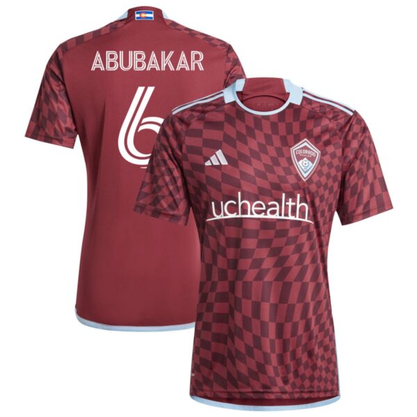 colorado rapids 2024 one flag kit jersey burgundy 6 abubakar 201110892