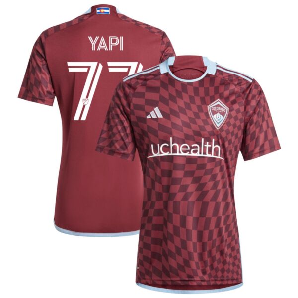 colorado rapids 2024 one flag kit jersey burgundy 77 yapi 201110892