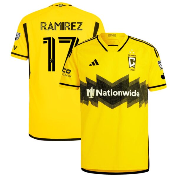 Columbus Crew 2024 The Home Kit Authentic Jersey Yellow 17 Ramirez