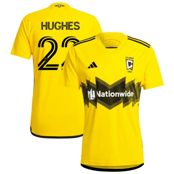 columbus crew 2024 the home kit jersey yellow 22 hughes 201110893