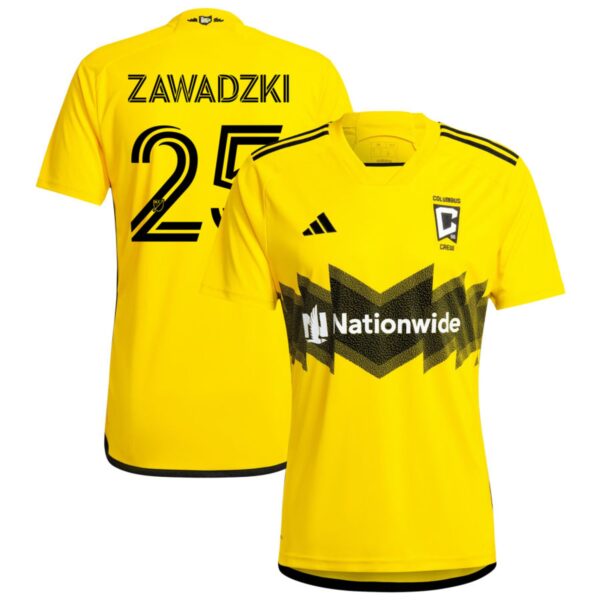 columbus crew 2024 the home kit jersey yellow 25 zawadzki 201110893