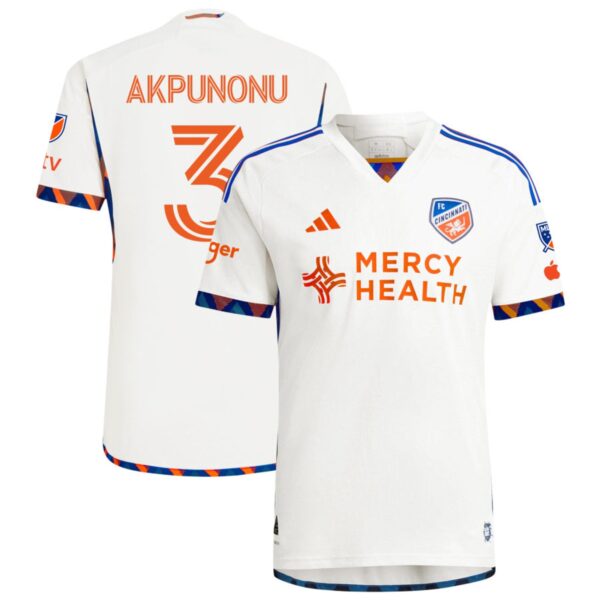 Fc Cincinnati 2024 The Canvas Kit Authentic Jersey White 3 Akpunonu