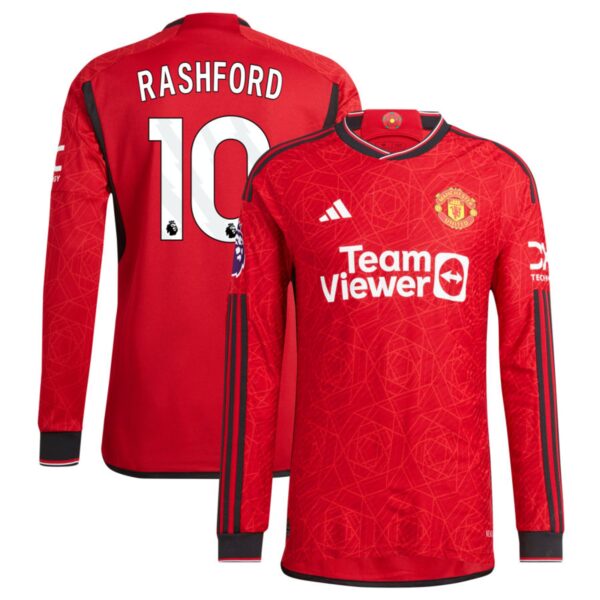 manchester united 2023 24 home authentic long sleeve jersey red 10 rashford