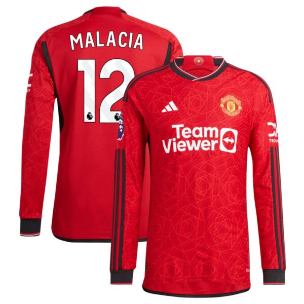 manchester united 2023 24 home authentic long sleeve jersey red 12 malacia