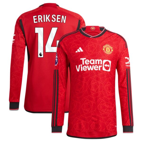 manchester united 2023 24 home authentic long sleeve jersey red 14 eriksen