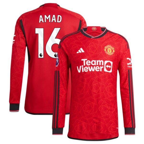 manchester united 2023 24 home authentic long sleeve jersey red 16 amad