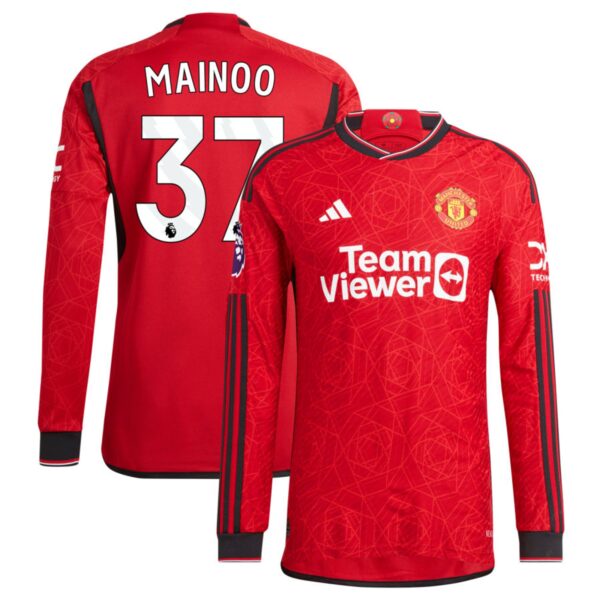 manchester united 2023 24 home authentic long sleeve jersey red 37 mainoo