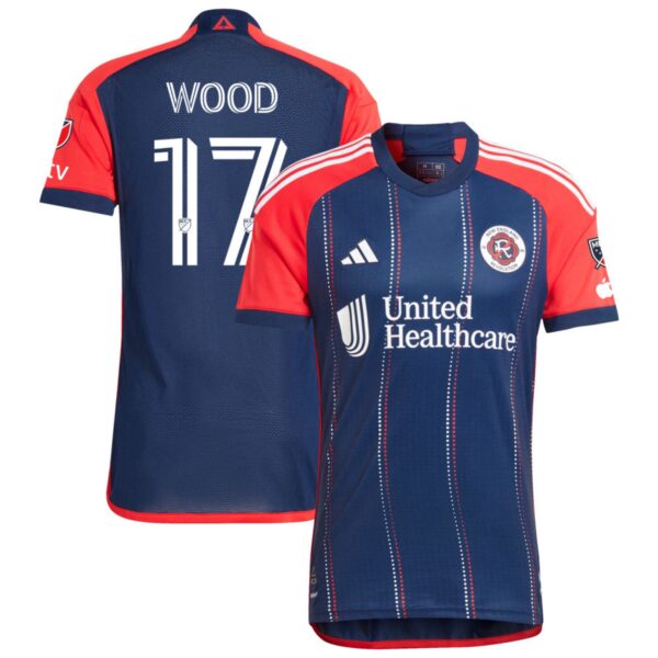 New England Revolution 2024 Boston Tea Party Authentic Jersey Navy 17 Wood