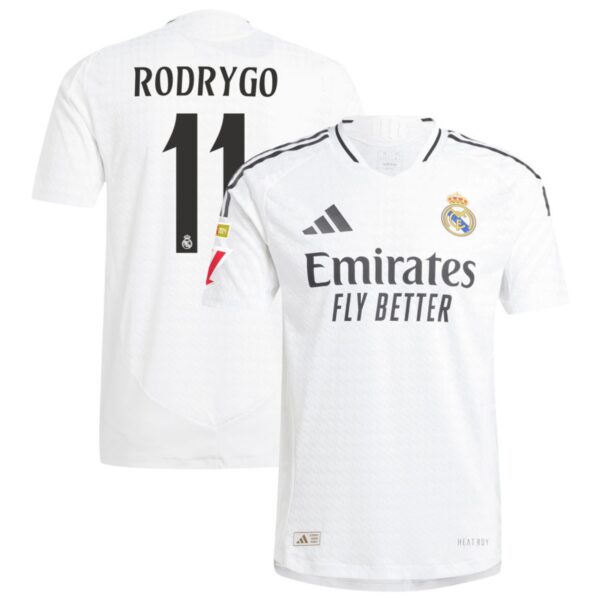 real madrid 2024 25 home authentic jersey white 11 rodrygo