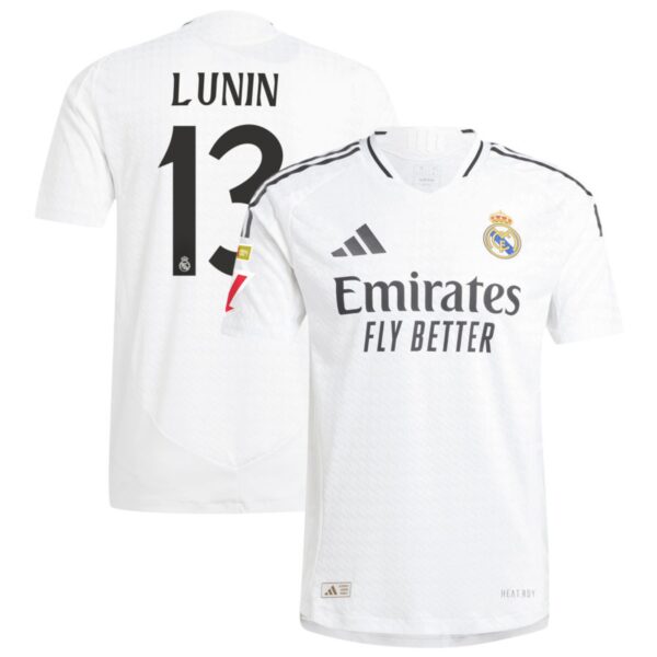 real madrid 2024 25 home authentic jersey white 13 lunin