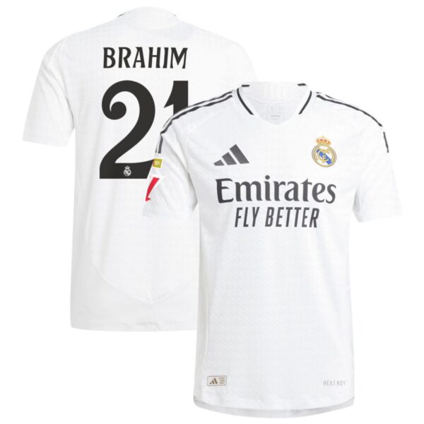 real madrid 2024 25 home authentic jersey white 21 brahim