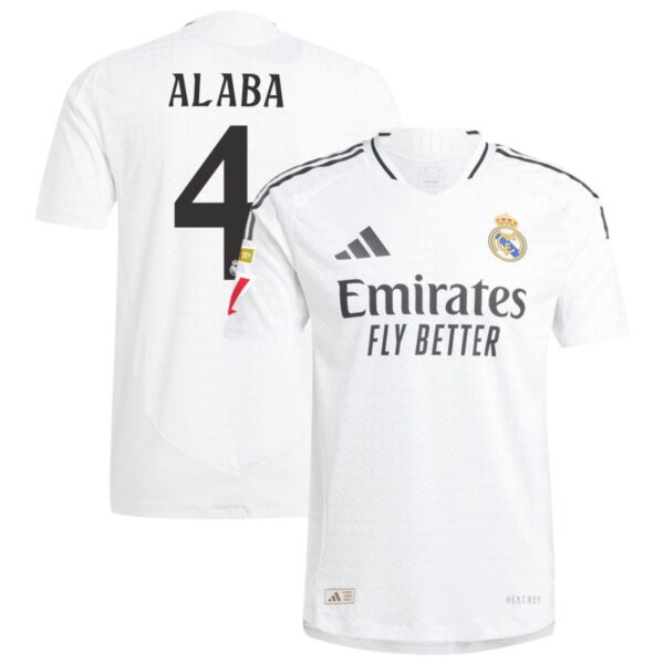 real madrid 2024 25 home authentic jersey white 4 alaba