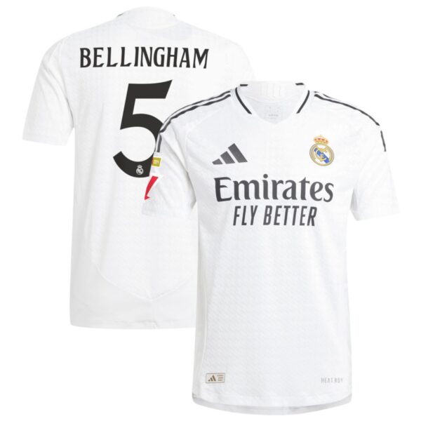 real madrid 2024 25 home authentic jersey white 5 bellingham