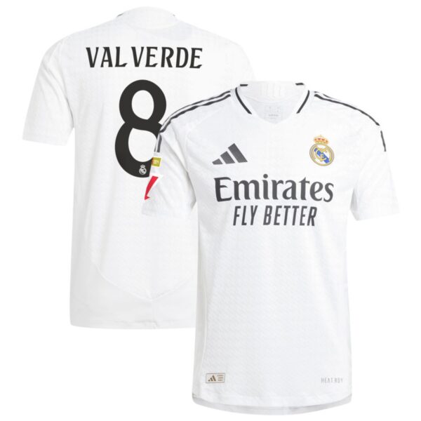 real madrid 2024 25 home authentic jersey white 8 valverde