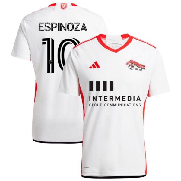 san jose earthquakes 2024 the 50 kit jersey white 10 espinoza 201113221