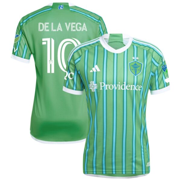 Seattle Sounders Fc 2024 The Anniversary Kit Authentic Jersey Green 10 De La Vega