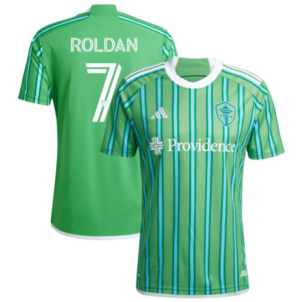 seattle sounders fc 2024 the anniversary kit jersey green 7 roldan 201110905