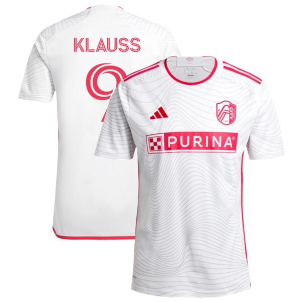 st louis city sc 2024 the confluence kit jersey white 9 klauss 201113224