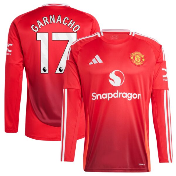 Alejandro Garnacho Manchester United 2024/25 Home Long Sleeve Fan Version Player Jersey - Red