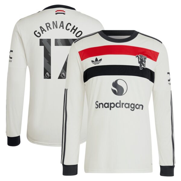 Alejandro Garnacho Manchester United 2024/25 Third Fan Version Long Sleeve Jersey - Cream