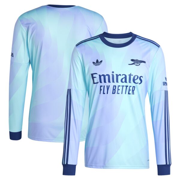 Arsenal 2024/25 Third Fan Version Long Sleeve Jersey - Aqua