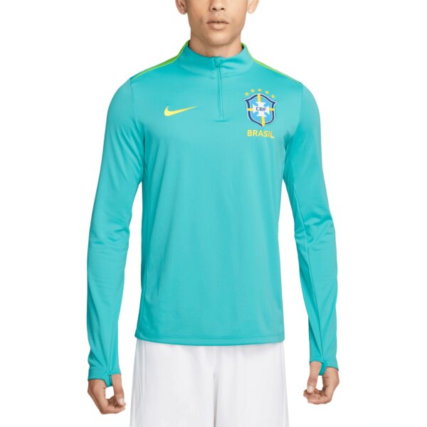 Brazil National Team 2024 Academy Pro Drill Performance Quarter-Zip Pullover Top - Blue