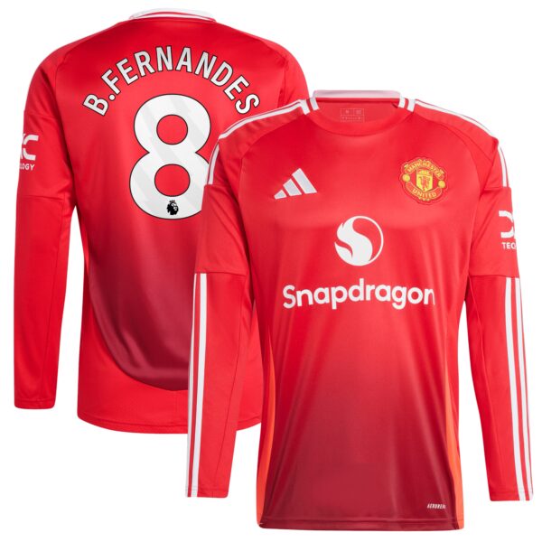 Bruno Fernandes Manchester United 2024/25 Home Long Sleeve Fan Version Player Jersey - Red