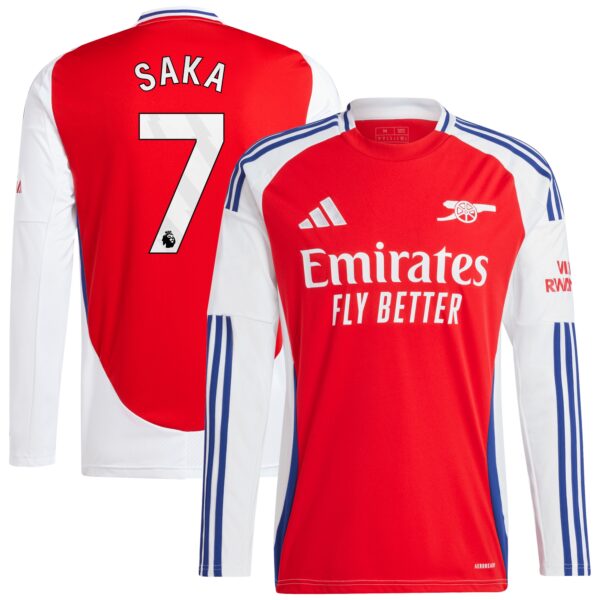 Bukayo Saka Arsenal 2024/25 Home Long Sleeve Fan Version Player Jersey - Red