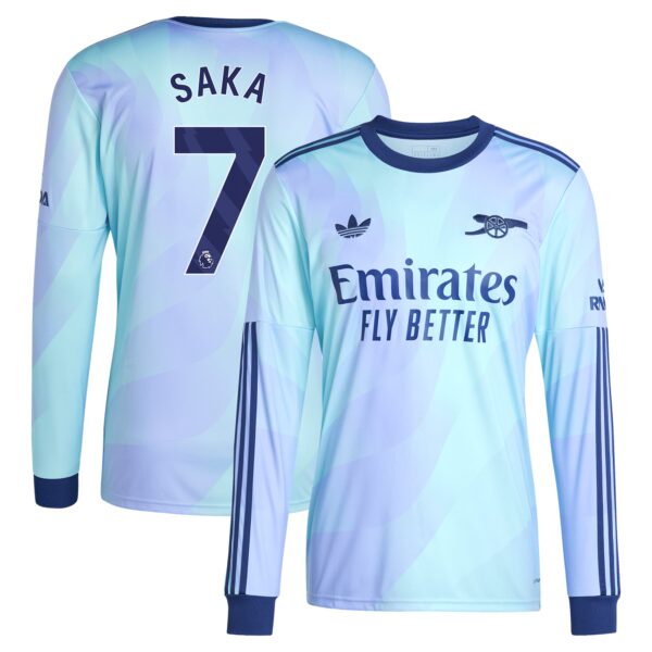 Bukayo Saka Arsenal 2024/25 Third Fan Version Long Sleeve Player Jersey - Aqua