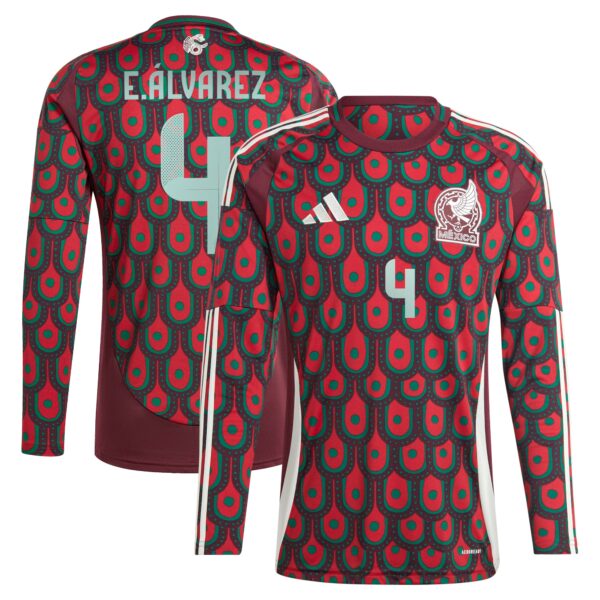 Edson Alvarez Mexico National Team 2024 Home Fan Version Player Long Sleeve Jersey - Burgundy