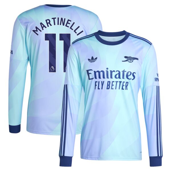 Gabriel Martinelli Arsenal 2024/25 Third Fan Version Long Sleeve Player Jersey - Aqua