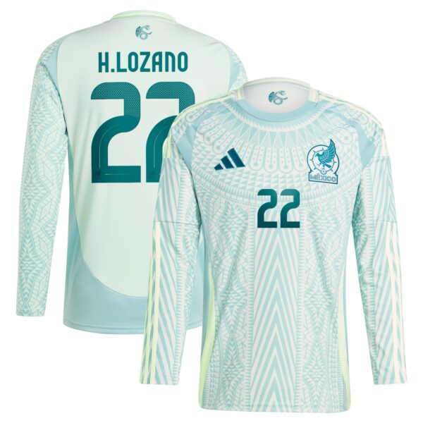 Hirving Lozano Mexico National Team 2024 Away Fan Version Player Long Sleeve Jersey - Green