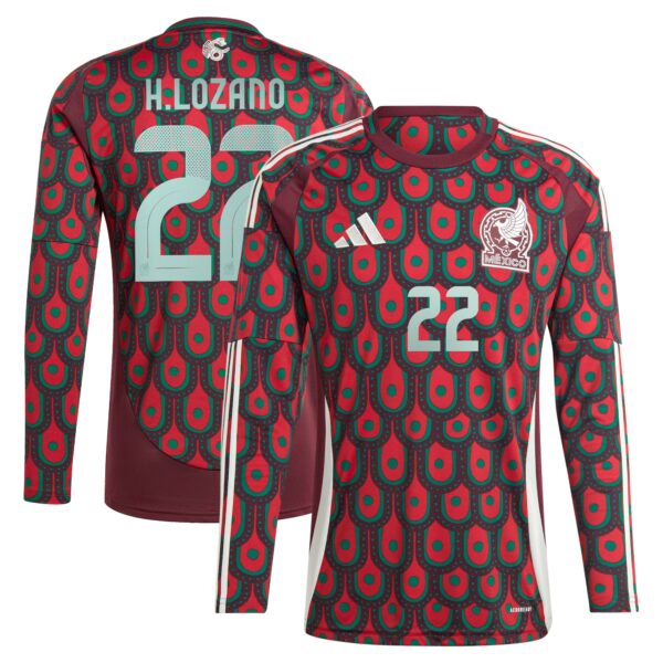 Hirving Lozano Mexico National Team 2024 Home Fan Version Player Long Sleeve Jersey - Burgundy