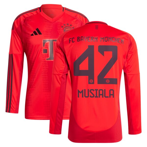 Jamal Musiala Bayern Munich 2024/25 Home Fan Version Long Sleeve Player Jersey - Red