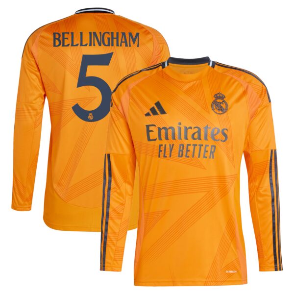 Jude Bellingham Real Madrid 2024/25 Away Fan Version Long Sleeve Player Jersey - Orange