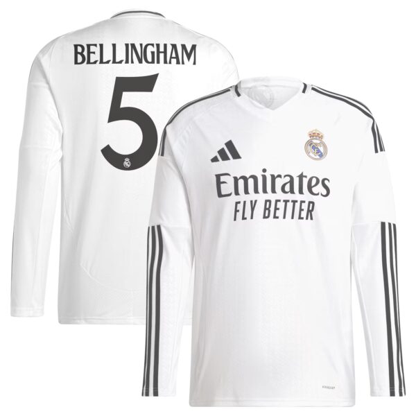 Jude Bellingham Real Madrid 2024/25 Home Fan Version Long Sleeve Player Jersey - White