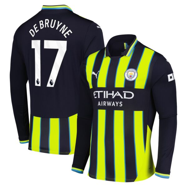 Kevin De Bruyne Manchester City 2024/25 Away Fan Version Long Sleeve Player Jersey - Navy