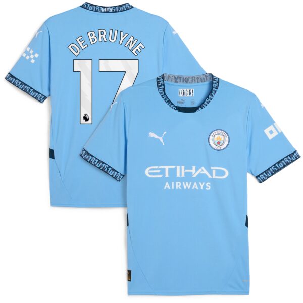 Kevin De Bruyne Manchester City 2024/25 Home Fan Version Player Jersey - Light Blue