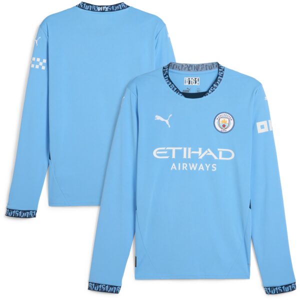 Manchester City 2024/25 Home Fan Version Long Sleeve Jersey - Light Blue