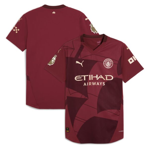 Manchester City 2024/25 Third Authentic Fan Version Blank Patch Jersey - Burgundy