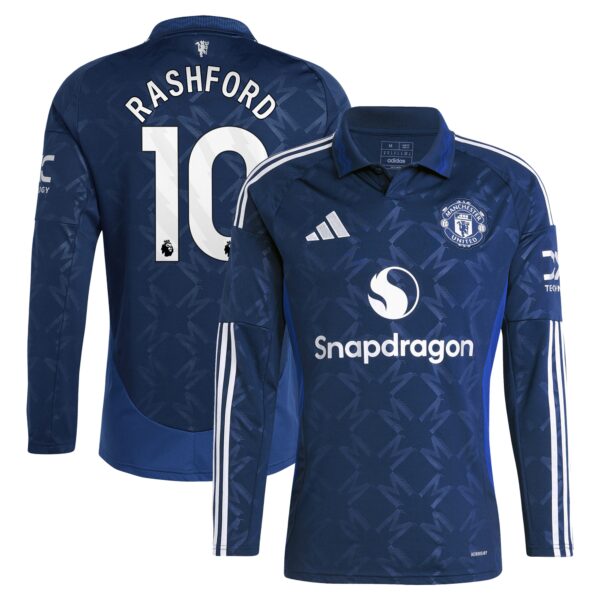 Marcus Rashford Manchester United 2024/25 Away Fan Version Long Sleeve Player Jersey - Navy