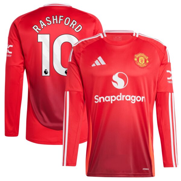 Marcus Rashford Manchester United 2024/25 Home Long Sleeve Fan Version Player Jersey - Red