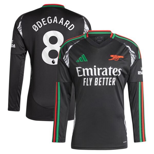 Martin Odegaard Arsenal 2024/25 Away Fan Version Long Sleeve Player Jersey - Black